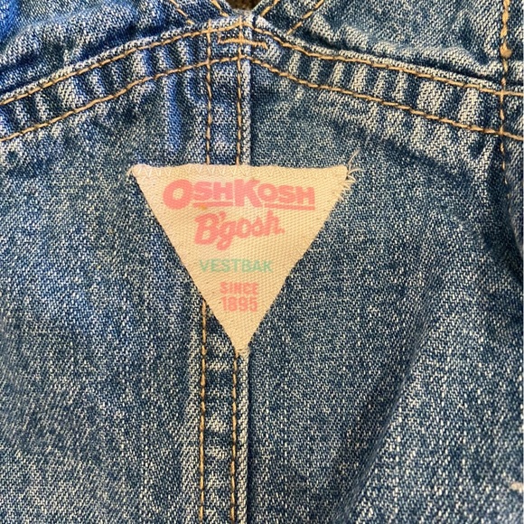 OshKosh Denim Overall Jumper Dress Pink Green Floral 12 months Casual Spring - Picture 4 of 5